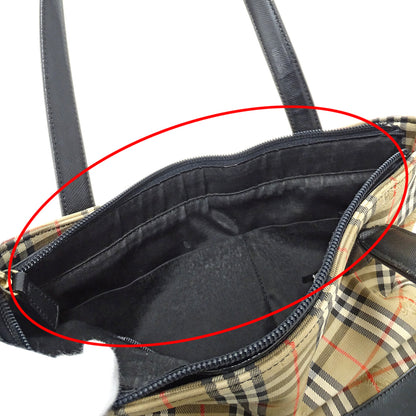 BURBERRY バーバリー トートバッグ ベージュ ブラック キャンバス レディース 【中古】