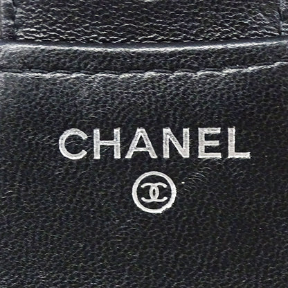CHANEL シャネル 三つ折り財布 マトラッセ ブラック シルバー金具 ラムスキン レディース 【中古】