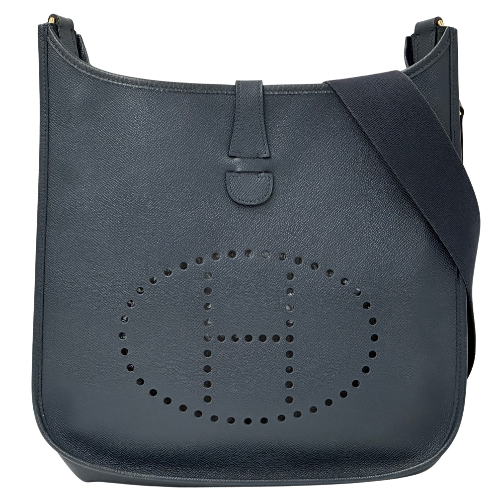 HERMES エルメス エブリン 1 ショルダーバッグ ブルーネイビー ゴールド金具 ヴォーエプソン レディース 【中古】