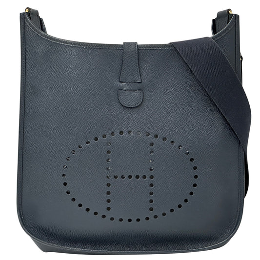 HERMES エルメス エブリン 1 ショルダーバッグ ブルーネイビー ゴールド金具 ヴォーエプソン レディース 【中古】