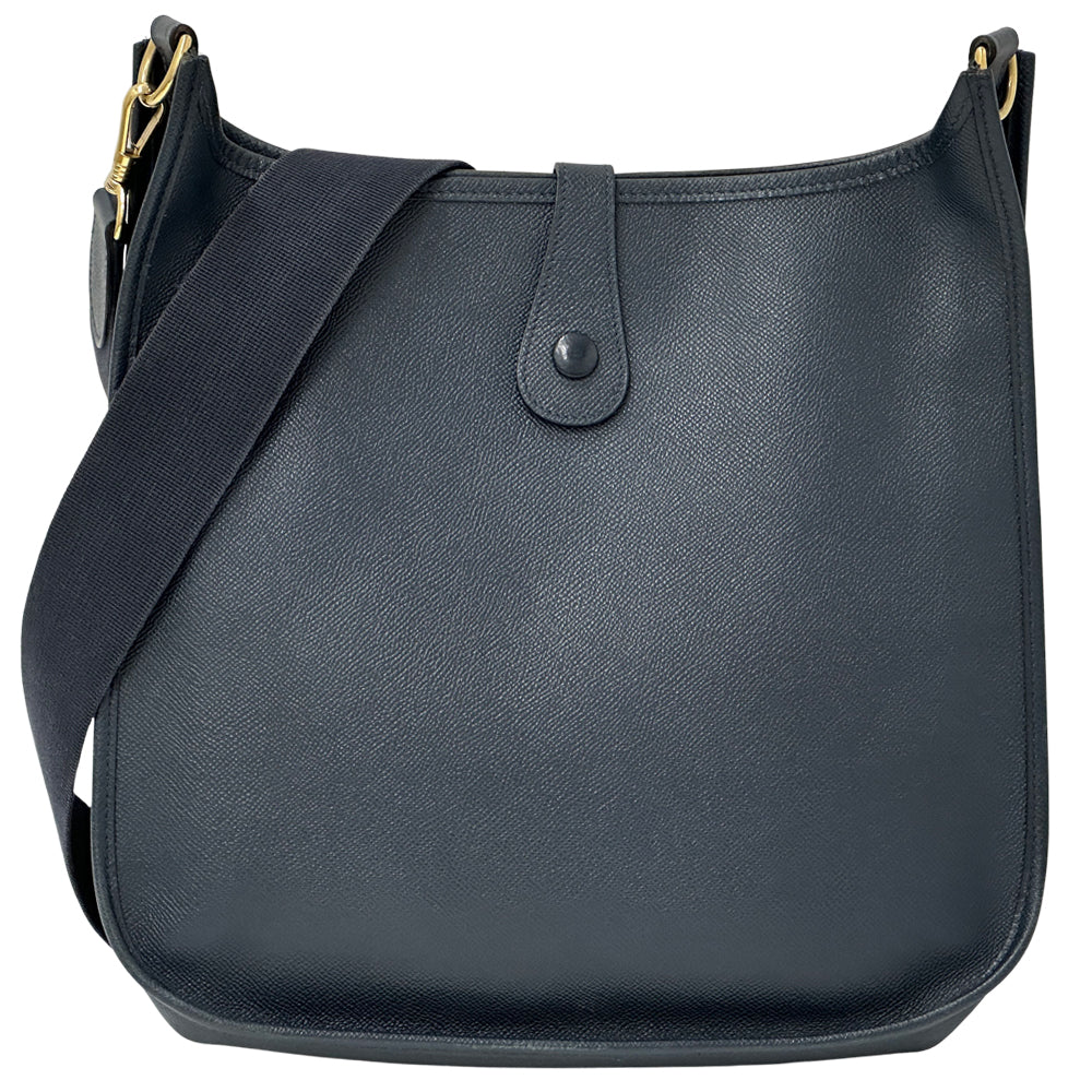 HERMES エルメス エブリン 1 ショルダーバッグ ブルーネイビー ゴールド金具 ヴォーエプソン レディース 【中古】