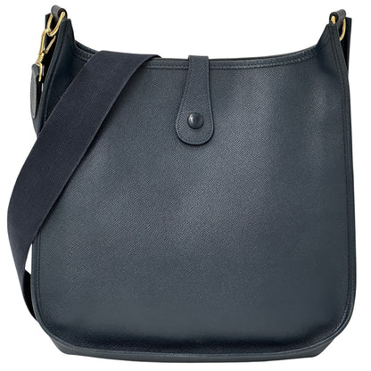 HERMES エルメス エブリン 1 ショルダーバッグ ブルーネイビー ゴールド金具 ヴォーエプソン レディース 【中古】