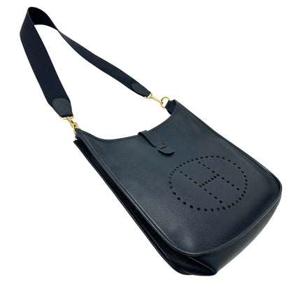 HERMES エルメス エブリン 1 ショルダーバッグ ブルーネイビー ゴールド金具 ヴォーエプソン レディース 【中古】
