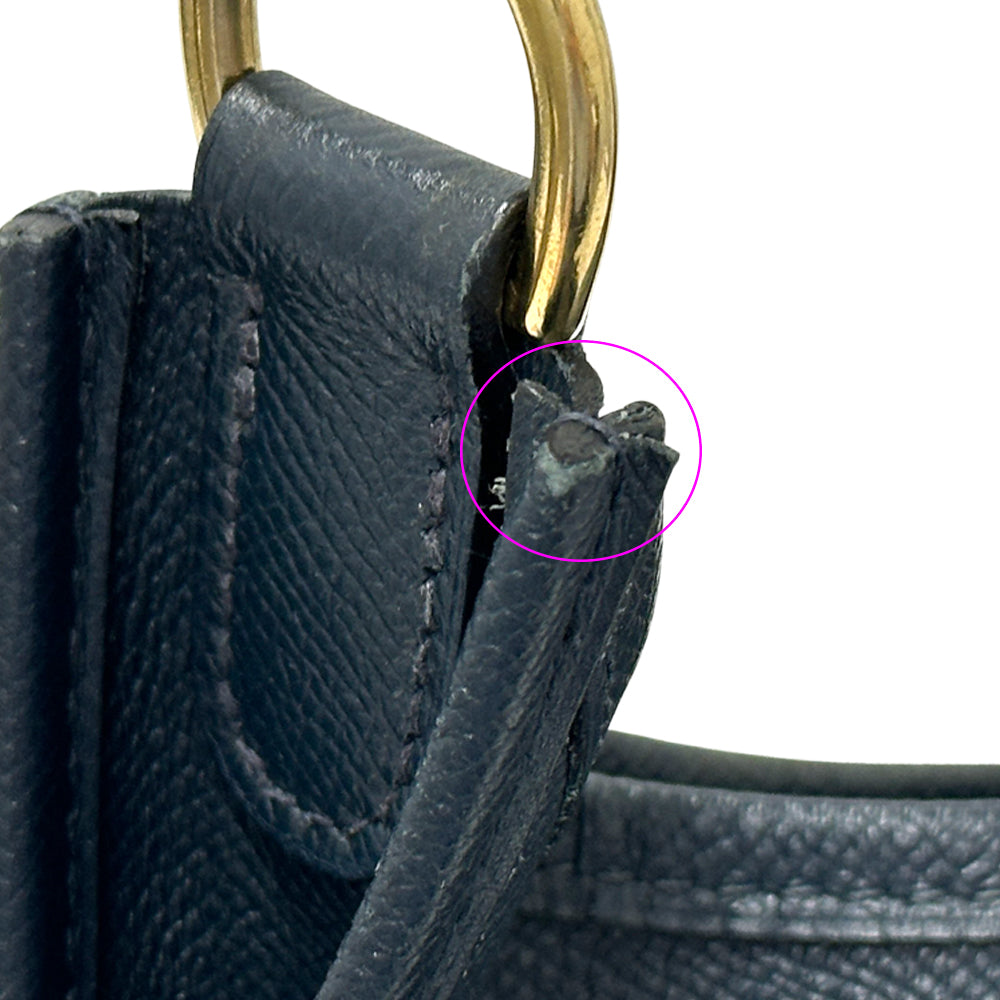 HERMES エルメス エブリン 1 ショルダーバッグ ブルーネイビー ゴールド金具 ヴォーエプソン レディース 【中古】