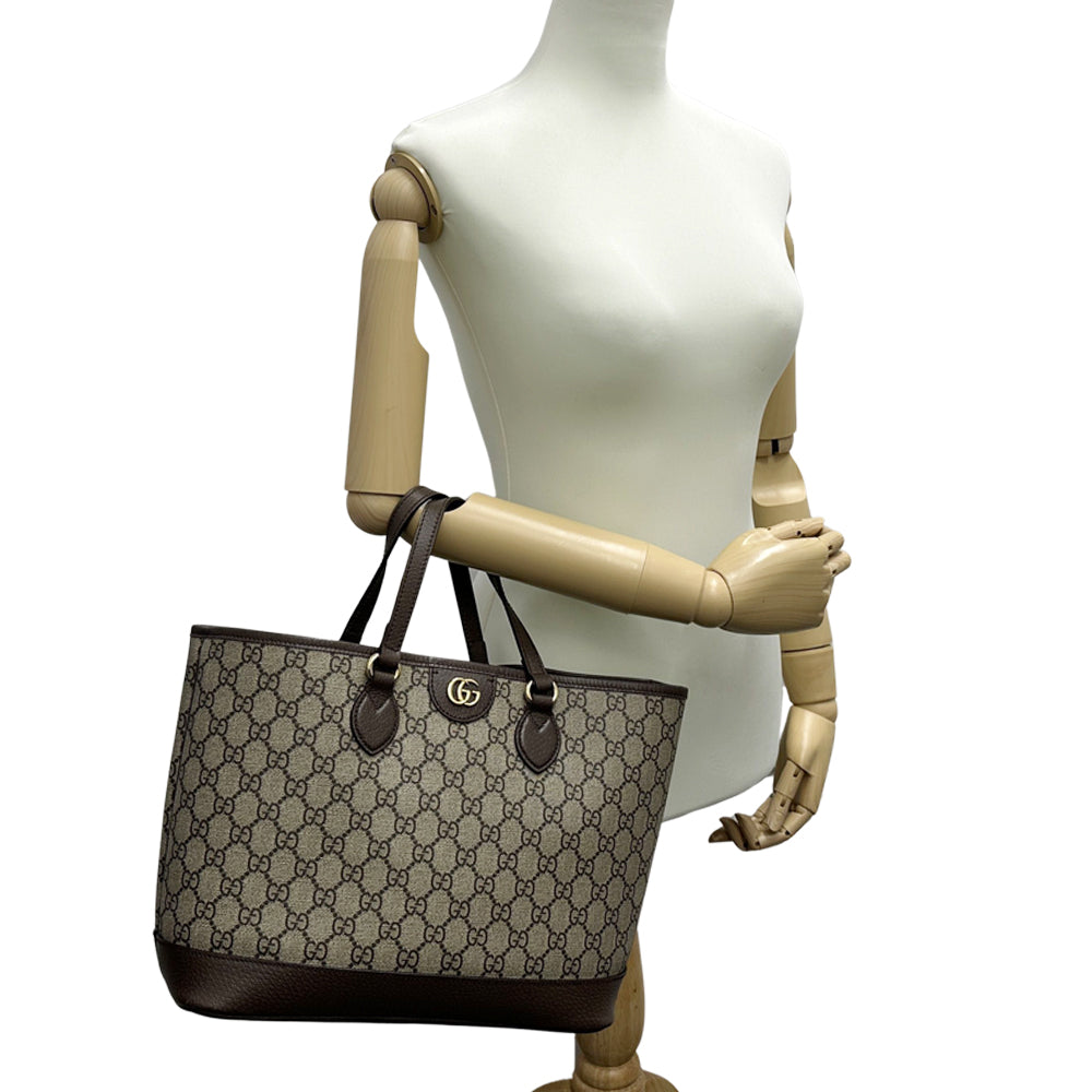 GUCCI グッチ トートバッグ ハンドバッグ GGスプリーム プチマーモント ブラウン レディース 【中古】