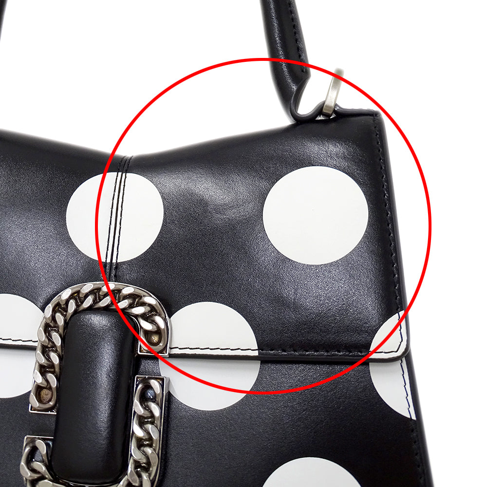 MARC JACOBS マークジェイコブス 2wayバッグ ブラック ホワイト レザー レディース 【中古】