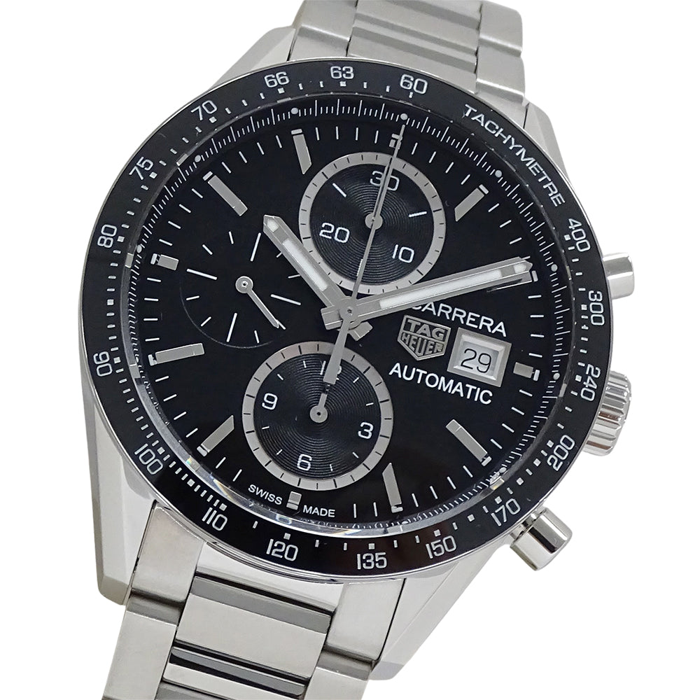 TAG Heuer タグホイヤー カレラ CV201AJ-9 BA0715 メンズ 腕時計 キャリバー16 クロノグラフ 自動巻き AT ステンレス SS シルバー ブラック 磨き済み 【中古】