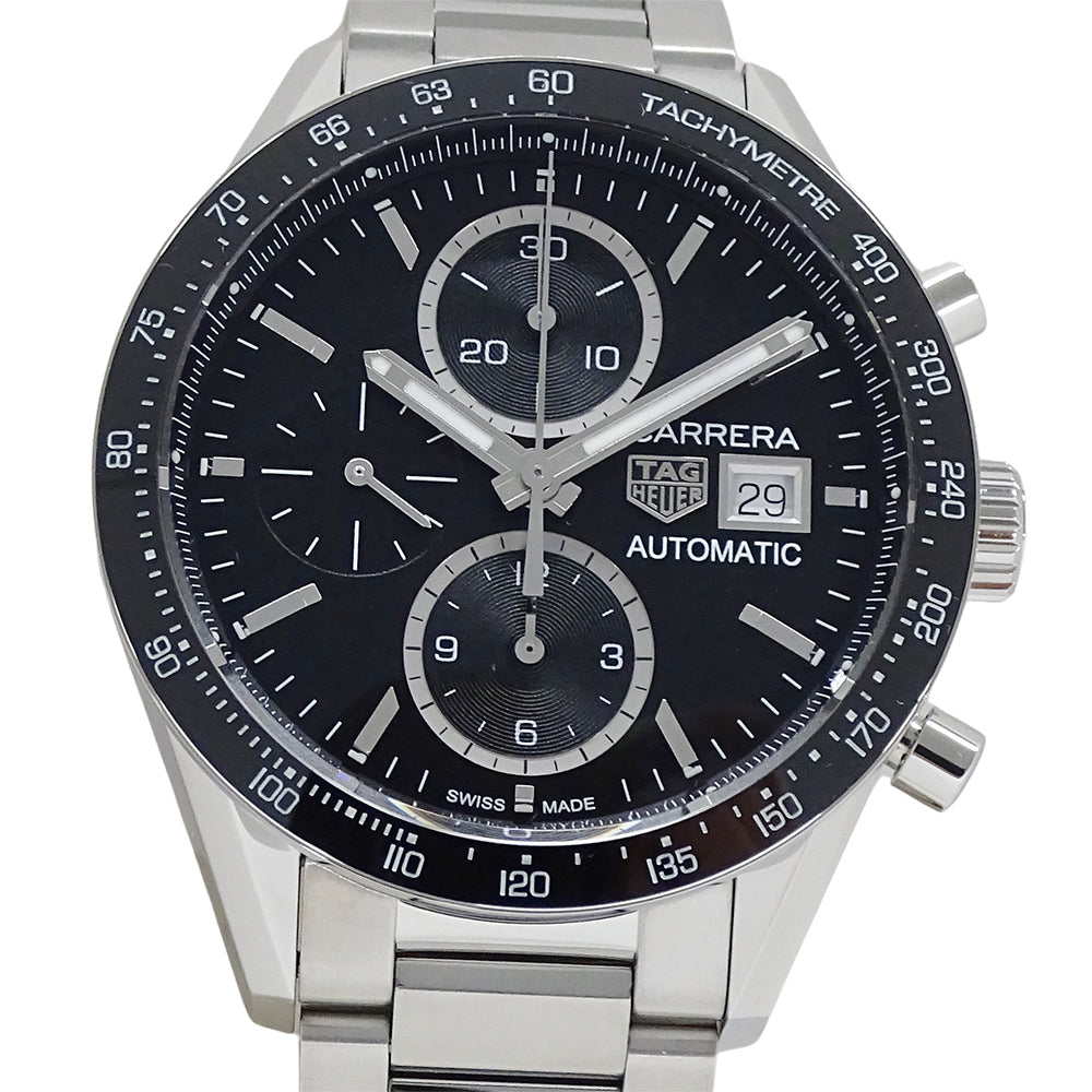 TAG Heuer タグホイヤー カレラ CV201AJ-9 BA0715 メンズ 腕時計 キャリバー16 クロノグラフ 自動巻き AT ステンレス SS シルバー ブラック 磨き済み 【中古】