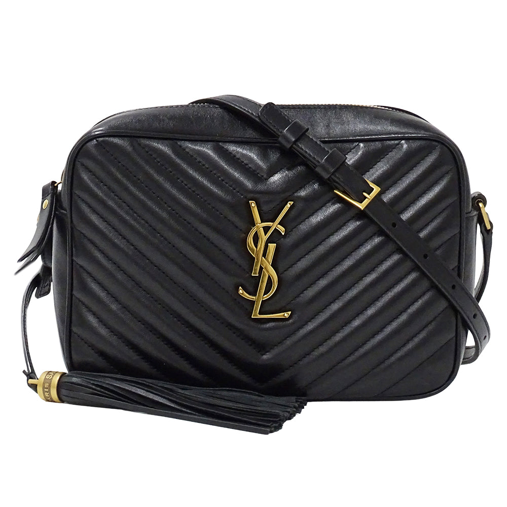 SAINT LAURENT サンローラン ルー カメラバッグ ショルダーバッグ ブラック レザー レディース 【中古】