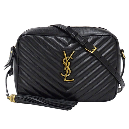 SAINT LAURENT サンローラン ルー カメラバッグ ショルダーバッグ ブラック レザー レディース 【中古】