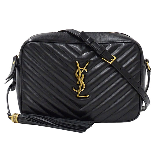 SAINT LAURENT サンローラン ルー カメラバッグ ショルダーバッグ ブラック レザー レディース 【中古】