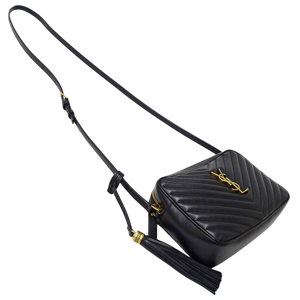 SAINT LAURENT サンローラン ルー カメラバッグ ショルダーバッグ ブラック レザー レディース 【中古】
