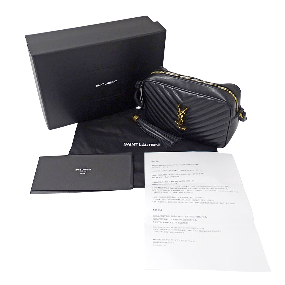 SAINT LAURENT サンローラン ルー カメラバッグ ショルダーバッグ ブラック レザー レディース 【中古】