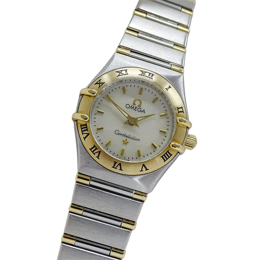 OMEGA オメガ コンステレーション ミニ 1362.70 レディース 腕時計 クオーツ QZ ステンレス SS ゴールド YG シェル コンビ 磨き済み 【中古】