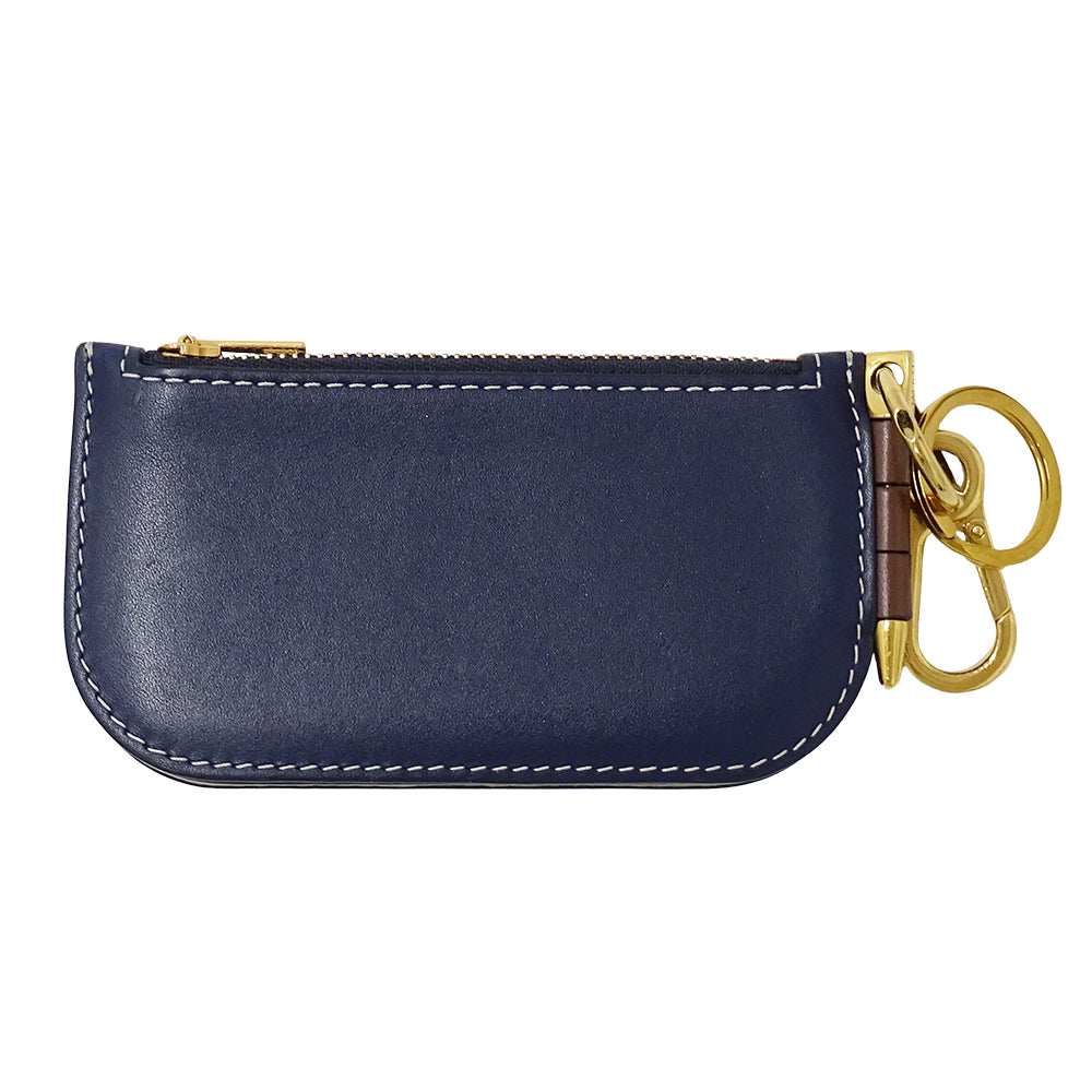 LOEWE ロエベ ゲート ミニウォレット コインケース ネイビー ベージュ レザー レディース メンズ 【中古】