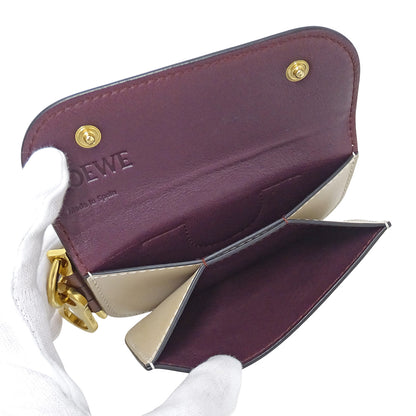 LOEWE ロエベ ゲート ミニウォレット コインケース ネイビー ベージュ レザー レディース メンズ 【中古】