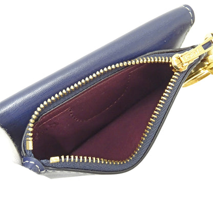 LOEWE ロエベ ゲート ミニウォレット コインケース ネイビー ベージュ レザー レディース メンズ 【中古】