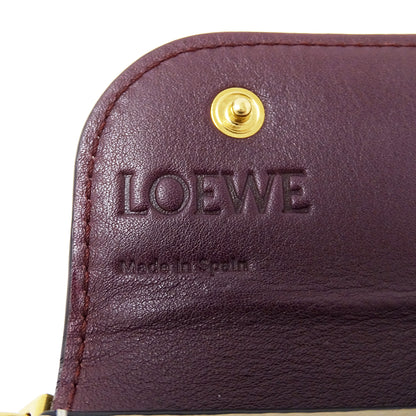 LOEWE ロエベ ゲート ミニウォレット コインケース ネイビー ベージュ レザー レディース メンズ 【中古】