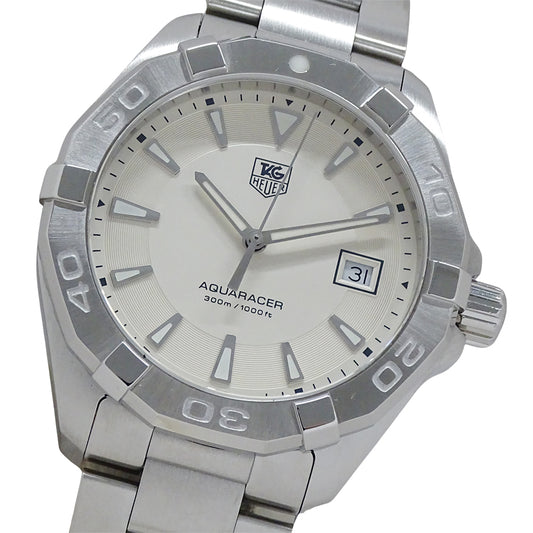 TAG Heuer タグホイヤー アクアレーサー WAY1111 BA0928 メンズ 腕時計 クオーツ QZ ステンレス SS シルバー ホワイト 磨き済み 【中古】