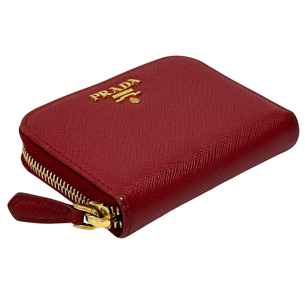 PRADA プラダ コインケース サフィアーノ レッド レディース 【中古】