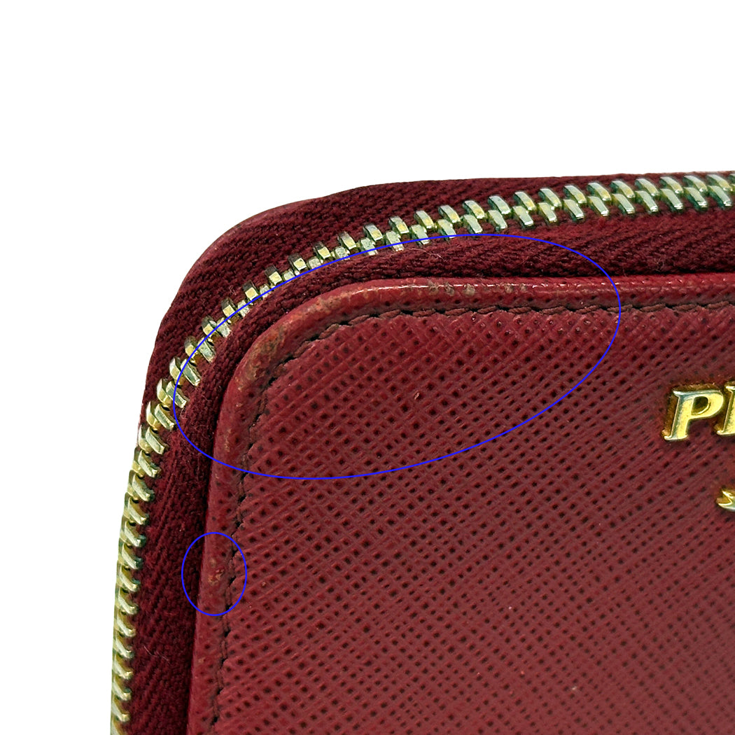 PRADA プラダ コインケース サフィアーノ レッド レディース 【中古】