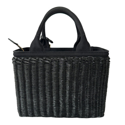 PRADA プラダ カゴバッグ トートバッグ ブラック 1BG835 キャンバス レディース 【中古】