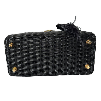 PRADA プラダ カゴバッグ トートバッグ ブラック 1BG835 キャンバス レディース 【中古】