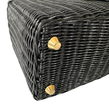 PRADA プラダ カゴバッグ トートバッグ ブラック 1BG835 キャンバス レディース 【中古】