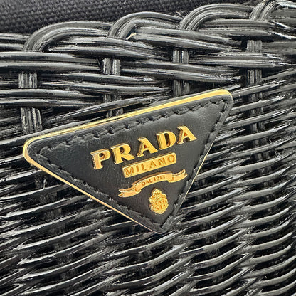 PRADA プラダ カゴバッグ トートバッグ ブラック 1BG835 キャンバス レディース 【中古】