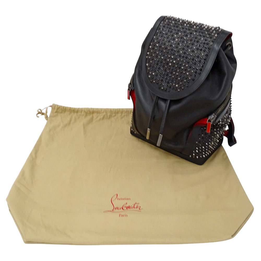 Christian Louboutin クリスチャンルブタン エクスプローラーファンク バックパック リュック ブラック レザー レディース メンズ 【中古】