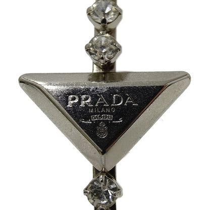 PRADA プラダ トライアングル クリスタル カチューシャ メタル シルバー レディース 【中古】