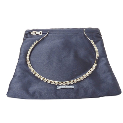 PRADA プラダ トライアングル クリスタル カチューシャ メタル シルバー レディース 【中古】