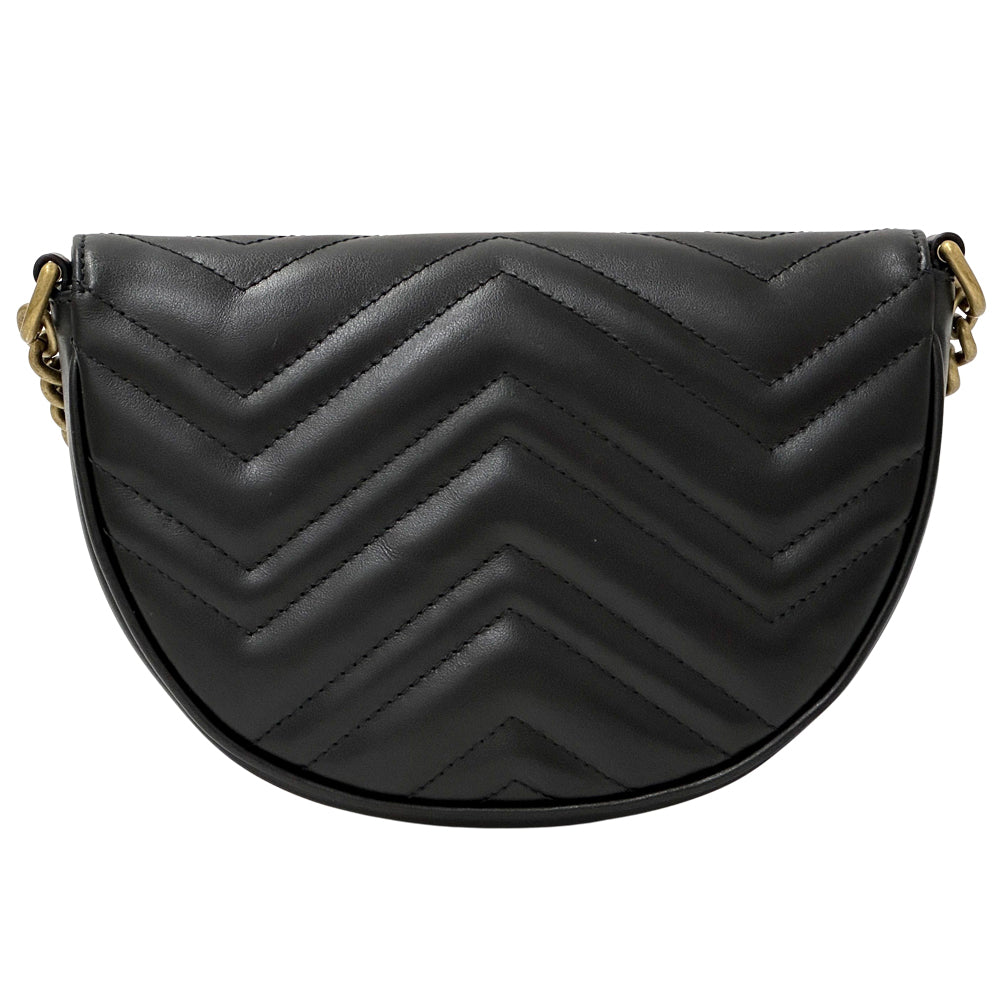 GUCCI グッチ GGマーモント チェーンショルダー ショルダーバッグ ブラック 746431 レザー レディース 【中古】
