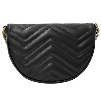 GUCCI グッチ GGマーモント チェーンショルダー ショルダーバッグ ブラック 746431 レザー レディース 【中古】