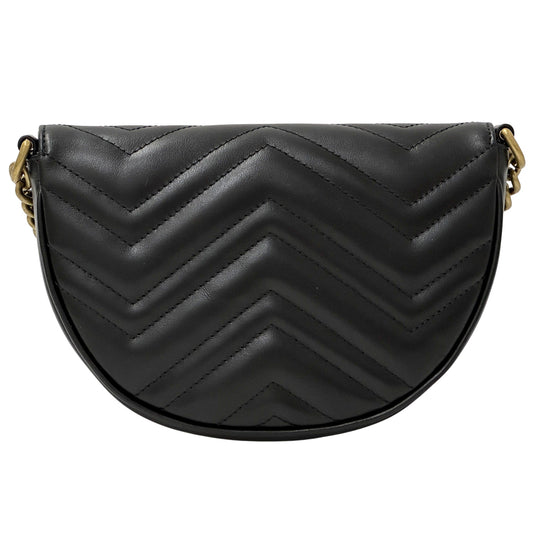GUCCI グッチ GGマーモント チェーンショルダー ショルダーバッグ ブラック 746431 レザー レディース 【中古】