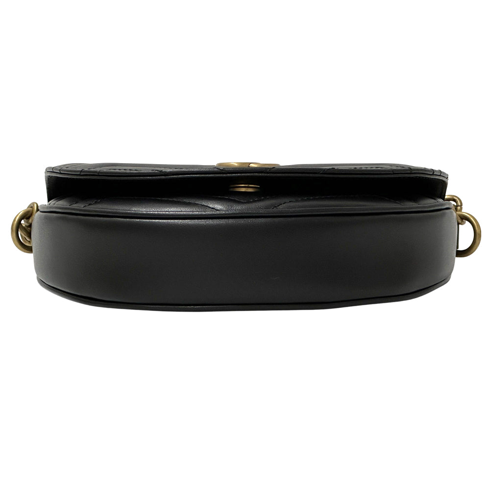 GUCCI グッチ GGマーモント チェーンショルダー ショルダーバッグ ブラック 746431 レザー レディース 【中古】