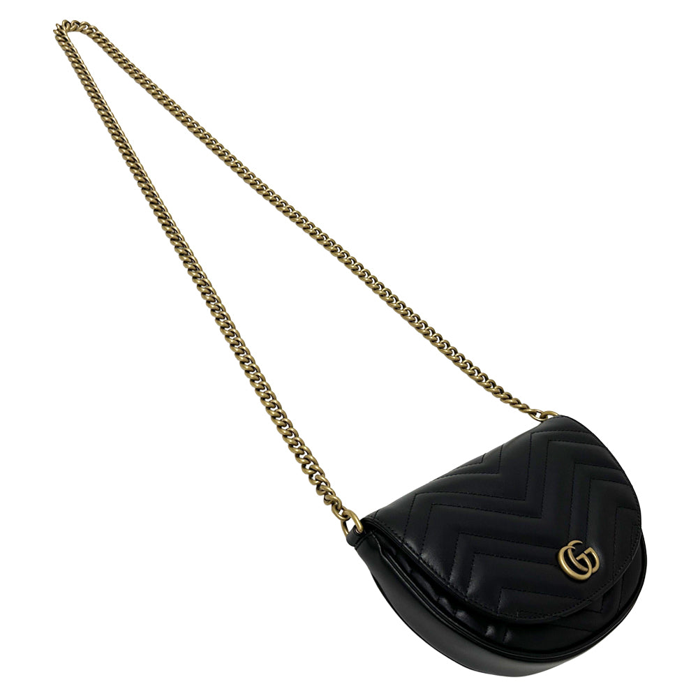 GUCCI グッチ GGマーモント チェーンショルダー ショルダーバッグ ブラック 746431 レザー レディース 【中古】