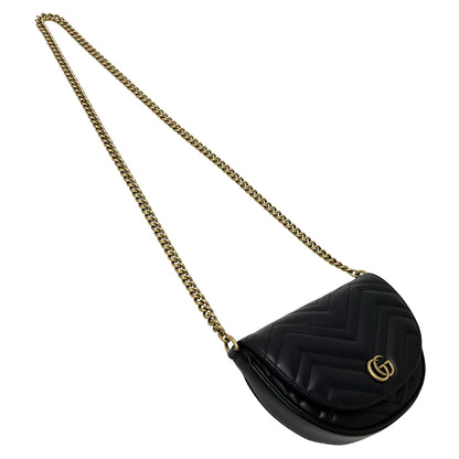 GUCCI グッチ GGマーモント チェーンショルダー ショルダーバッグ ブラック 746431 レザー レディース 【中古】