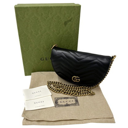 GUCCI グッチ GGマーモント チェーンショルダー ショルダーバッグ ブラック 746431 レザー レディース 【中古】