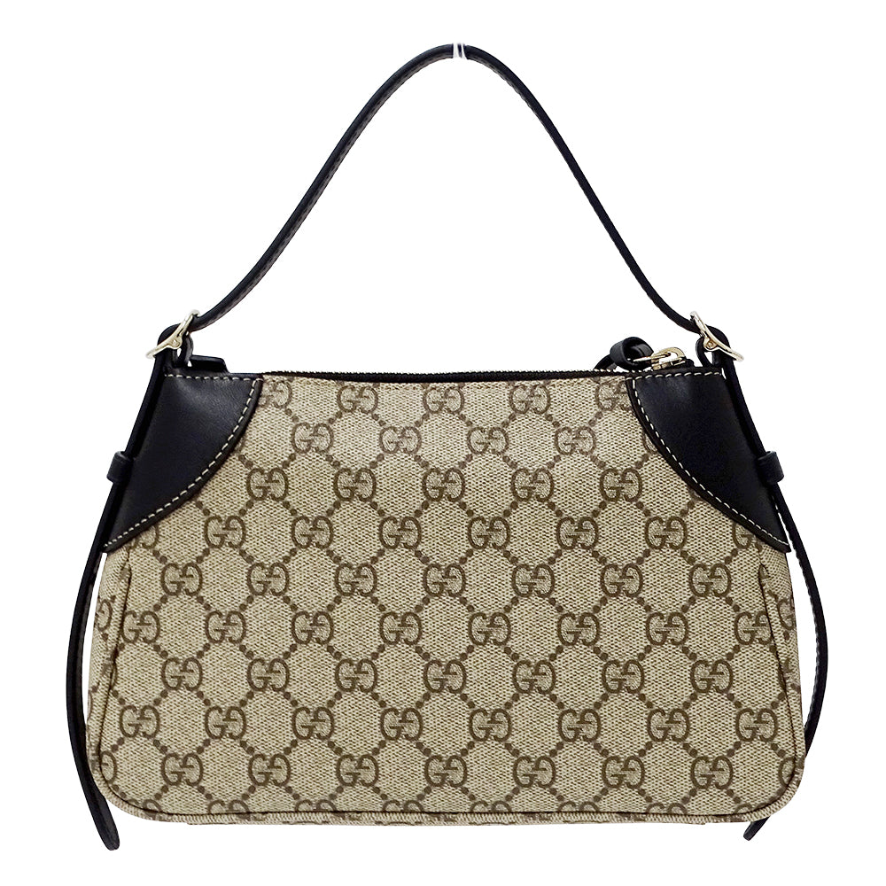 GUCCI グッチ 2wayバッグ GGエンブレム ベージュ ブラック 815218 コーティングキャンバス レディース 【中古】