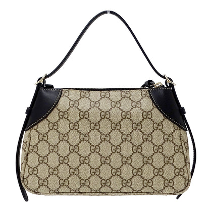 GUCCI グッチ 2wayバッグ GGエンブレム ベージュ ブラック 815218 コーティングキャンバス レディース 【中古】