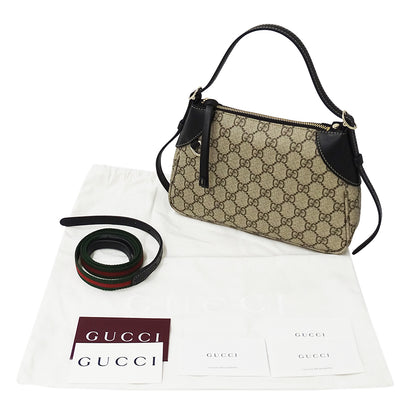 GUCCI グッチ 2wayバッグ GGエンブレム ベージュ ブラック 815218 コーティングキャンバス レディース 【中古】