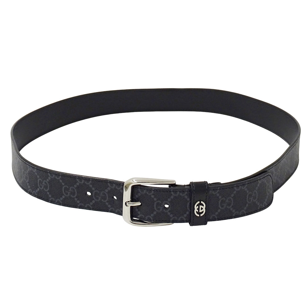 GUCCI グッチ ベルト インターロッキングG ブラック 673921 GGスプリーム メンズ 【中古】