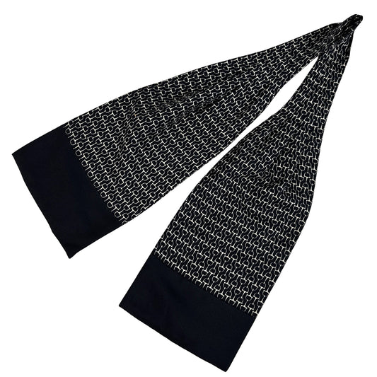 HERMES エルメス アスコットタイ ネクタイ ブラック シルク メンズ 【中古】