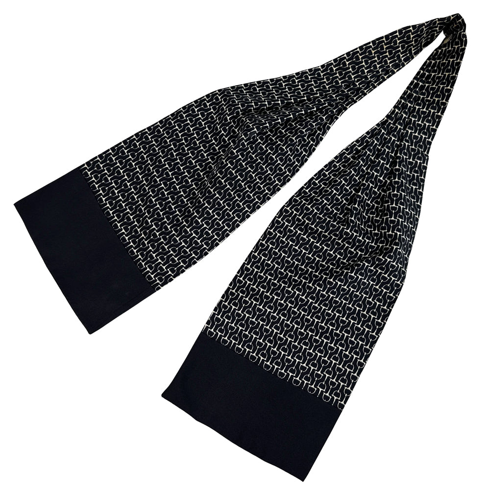 HERMES エルメス アスコットタイ ネクタイ ブラック シルク メンズ 【中古】