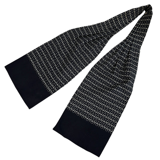 HERMES エルメス アスコットタイ ネクタイ ブラック シルク メンズ 【中古】