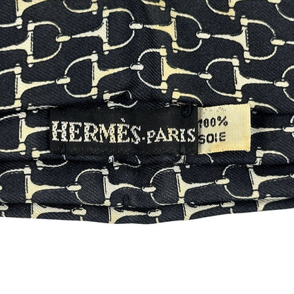 HERMES エルメス アスコットタイ ネクタイ ブラック シルク メンズ 【中古】