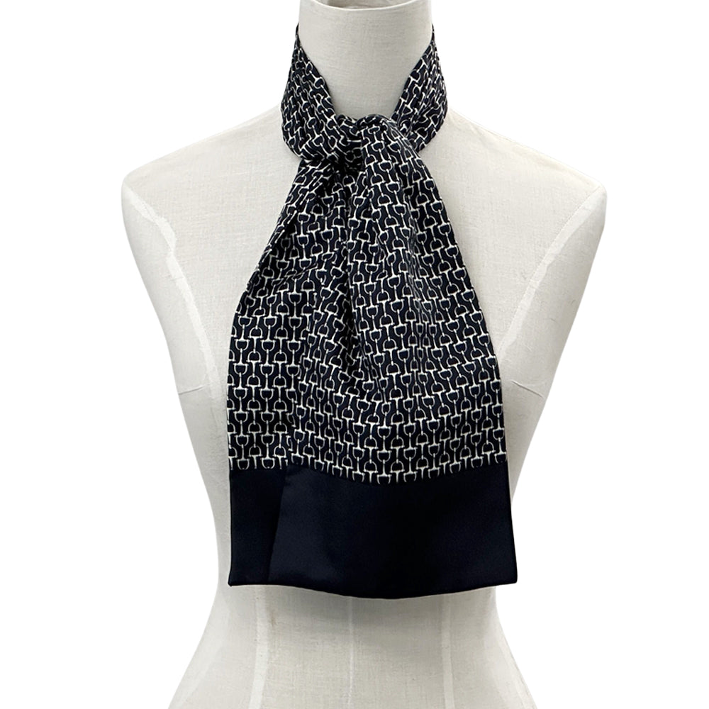 HERMES エルメス アスコットタイ ネクタイ ブラック シルク メンズ 【中古】