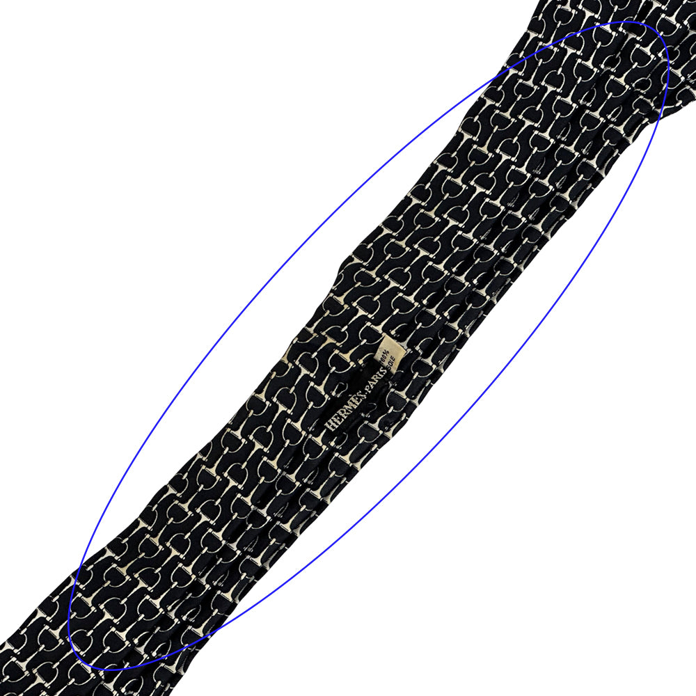 HERMES エルメス アスコットタイ ネクタイ ブラック シルク メンズ 【中古】