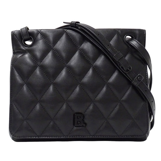 BALENCIAGA バレンシアガ タッチパフィー ショルダーバッグ ブラック 593371 レザー レディース 【中古】